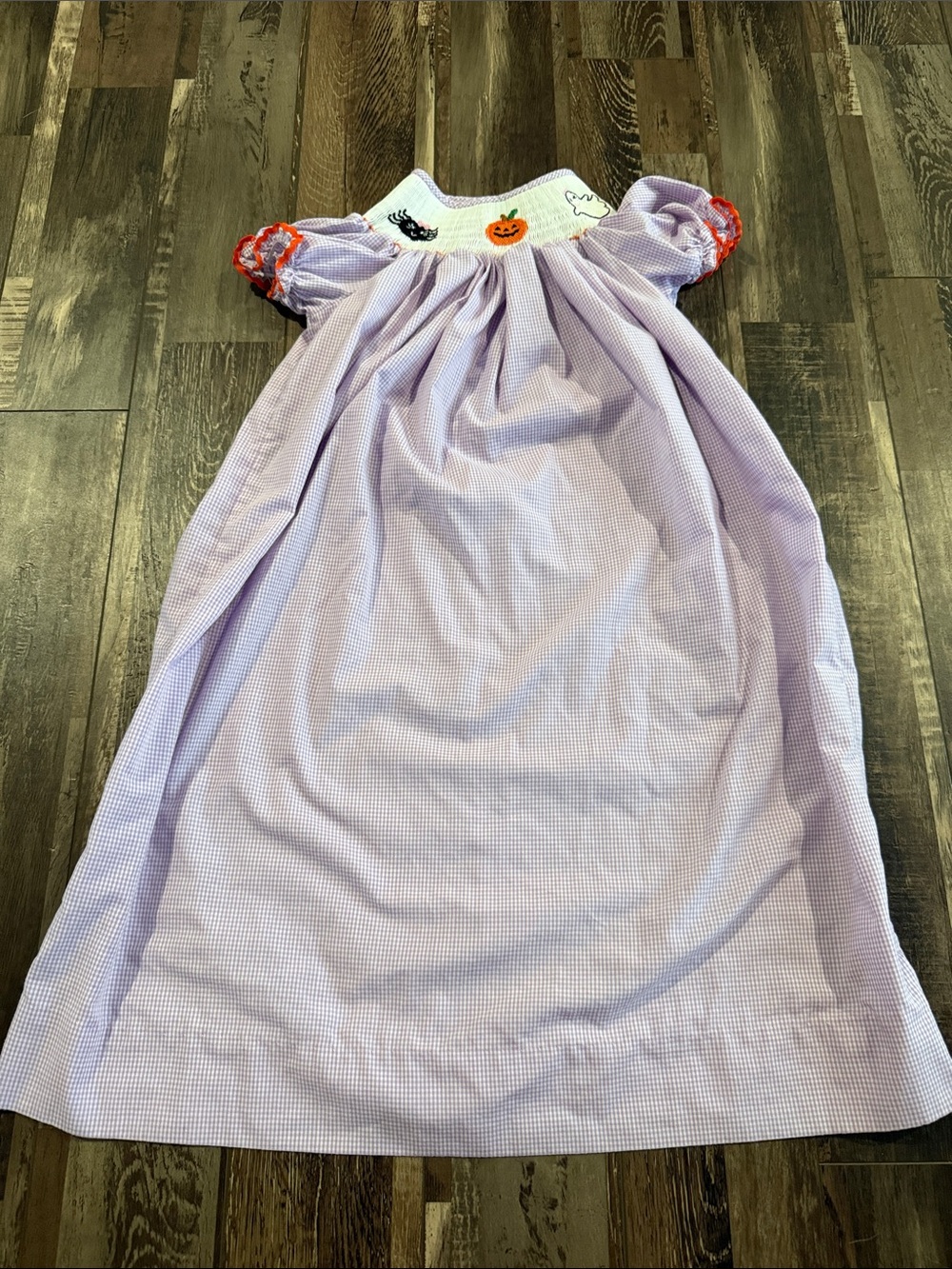 Lilac Gingham Smocked Halloween Dress for Girls